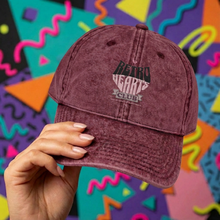Retro Hearts Club Vintage Embroidered Cap – Maroon Edition