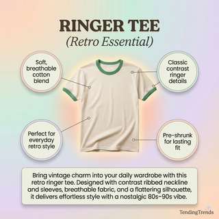Wear Bold Live Green  Ringer Tee – Retro, 100% Cotton