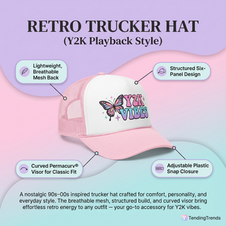 Flyer Club 1999 Retro Butterfly Trucker Hat – Y2K Nostalgia Mesh Cap