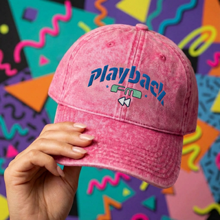 Playback FM Retro Embroidered Vintage Cap – Pink