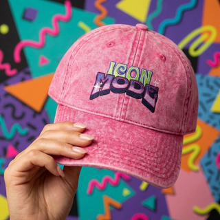 Icon Mode Vintage Embroidered Cap – Retro Pink Edition