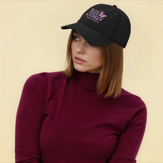 Retro Vibes Distressed Dad Cap – Y2K Butterfly Aesthetic | Playback Club Hat