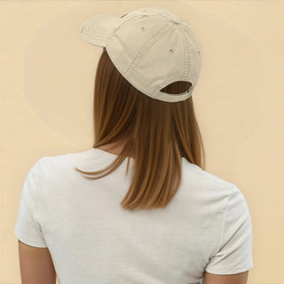 Retro Rules Distressed Dad Hat — Vintage Washed Khaki 90s Y2K Baseball Cap