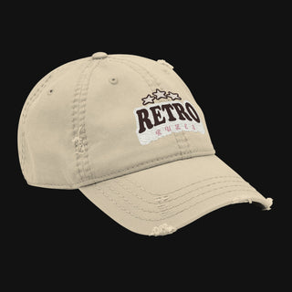 Retro Rules Distressed Dad Hat — Vintage Washed Khaki 90s Y2K Baseball Cap
