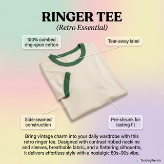 Wear Bold Live Green  Ringer Tee – Retro, 100% Cotton