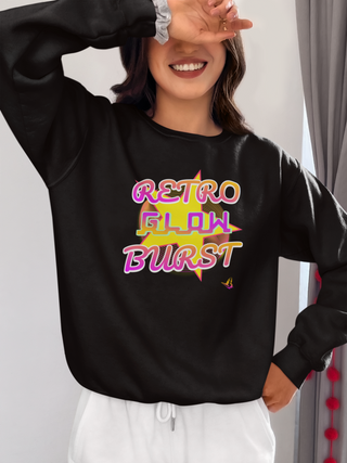 Retro Glow Burst Long Sleeve – Retro Neon Graphic, 100% Cotton