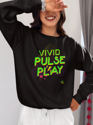 Vivid Pulse Play Long Sleeve  – Retro Neon Graphic, 100% Cotton