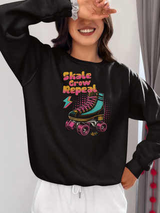 Skate Grow Repeat  Long Sleeve – Retro Graphic, 100% Cotton