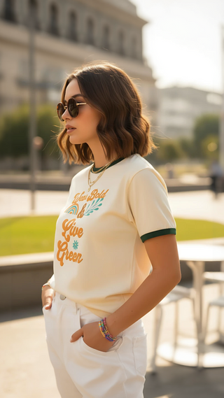 Wear Bold Live Green  Ringer Tee – Retro, 100% Cotton